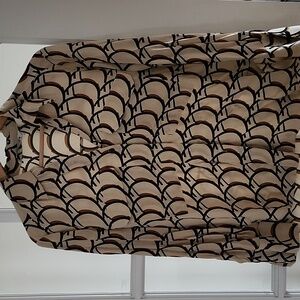 Zara Beige and Black Patterned Womens Shirt